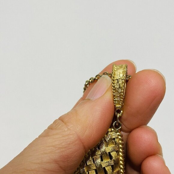 Teardrop Pendant Filigree Necklace Chain Long 26" Gold Byzantine Artisan Retro - Picture 8 of 12